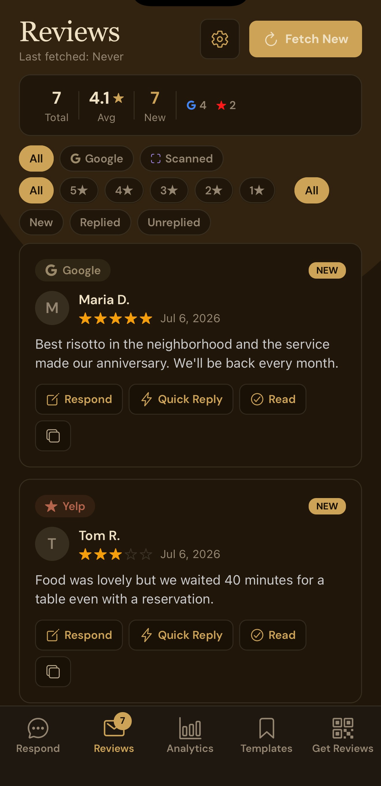 Review Responder app screenshot